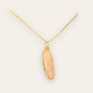 Light Pink Coral Stone Pendant Necklace